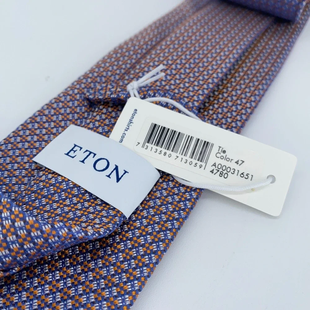 Eton Tie Mens One Size Multi Patterned Silk‎ Classic Fit Necktie Italy Made NWT